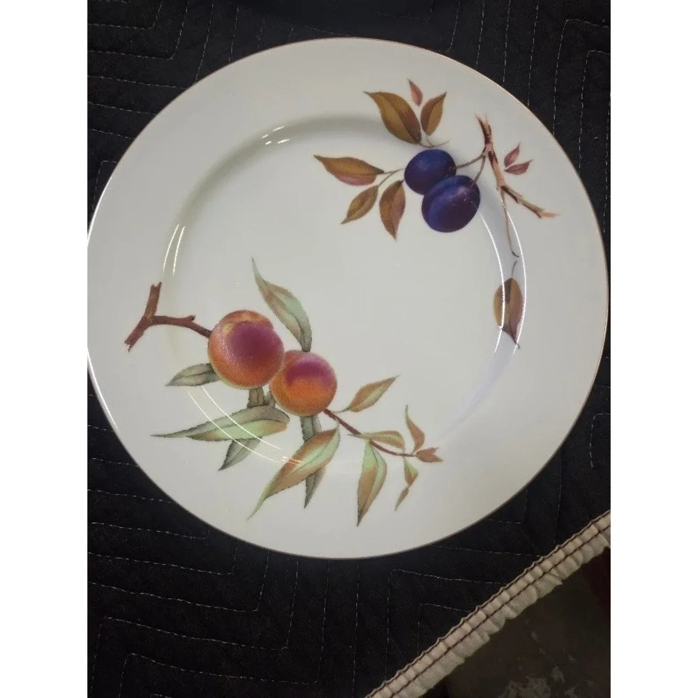 Royal Worcester Evesham Gold Dinner Plates Set of 5 Fruit Pattern England 10.5